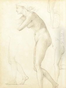 Study For The Figure Of Galatea In The Godhead Fires, No. 3 In The Pygmalion Series by Sir Edward Coley Burne-Jones
