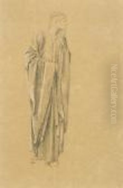 Study Of A Robed Figure For The Danae - view 1