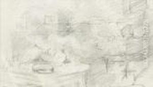 Sketch Of Kitchen Table At Kilmurry