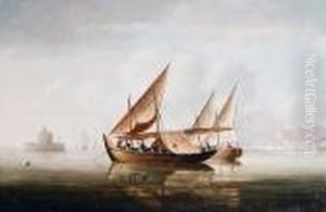 Shipping Off The Bugio Lighthouse At The Mouth Of The Tagus