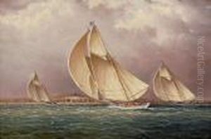 Yachting In Boston Harbor by James E. Buttersworth