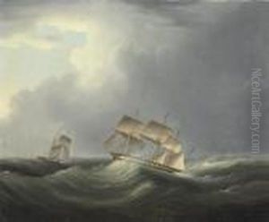 An English Merchantman And Paddle Steamer Caught In A Channelgale An English Merchantman And Paddle Steamer Caught In A Channelgale