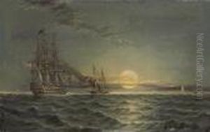 Towing The Man-o'war, Most Probably The by James E. Buttersworth
