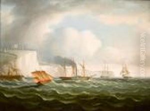 The Paddle Steamer "endeavour" Off Dover. Oilon Canvas, Signed T.butterworth.
