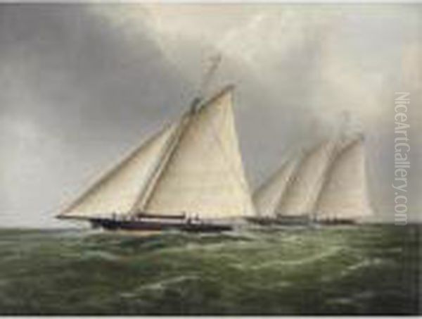 A Sloop And A Schooner Racing - view 1