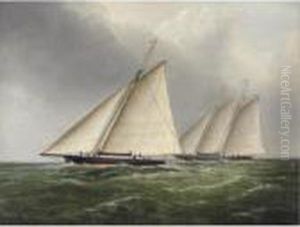 A Sloop And A Schooner Racing