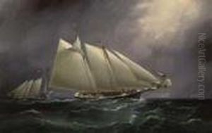 "dauntless" Leading "columbia" At The Lightship With "madeleine" Following