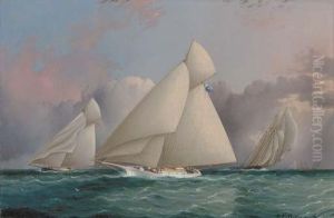 Yacht 'sappho' Beating To Windward by James E. Buttersworth