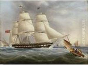 A Three-masted Ship Off Dover by James E. Buttersworth