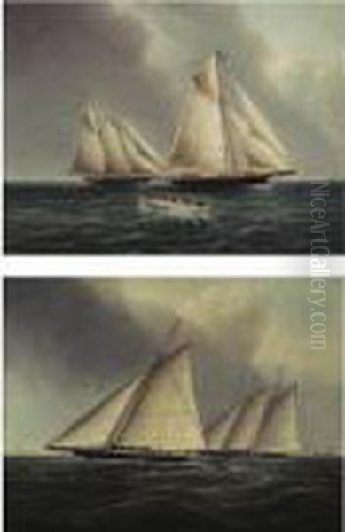 American Racing Yachts, Racing Off The East End Of Long Island: A Pair Of Paintings - view 1