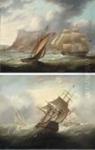 A Seventy-four Gun Third Rate
Weaving Her Way Through Smaller Craftas She Enters Gibraltar by James E. Buttersworth