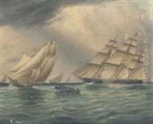 Squadron Of Yachts Passing The Hook