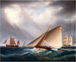 A Cutter, A Barge An A Paddle-steamer, Off The Coast