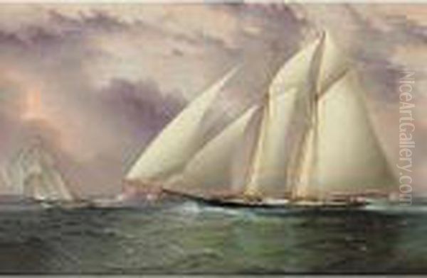 Schooner Racing Off New York Harbor - view 1