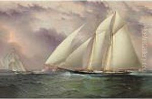 Schooner Racing Off New York Harbor by James E. Buttersworth