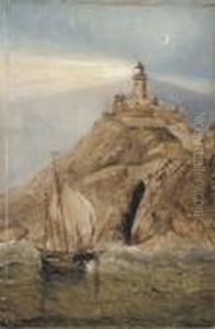 Sailing Before Bailey Lighthouse by James E. Buttersworth