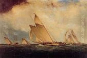 Yacht Race Off Sandy Hook Lightship by James E. Buttersworth