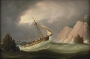 A Dismasted Schooner Running Into Dangerous Waters by Thomas Buttersworth