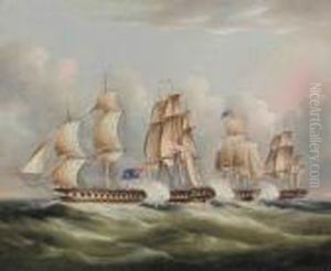 American And English Battle Scene by Thomas Buttersworth
