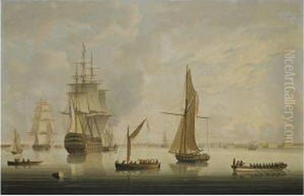 A British Man-of-war Being Towed Into Portsmouth Harbour By A Steamtug - view 1