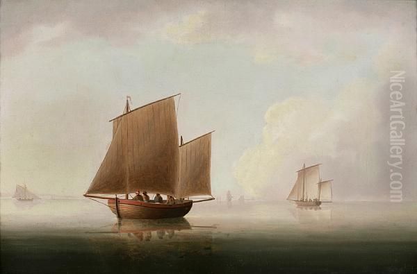 Becalmed With A British Lugger In Theforeground And Other Shipping In The Distance - view 1