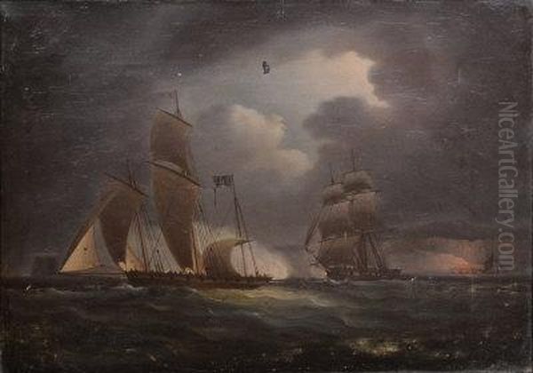 A Pirate Lugger, Running From A Man - view 1