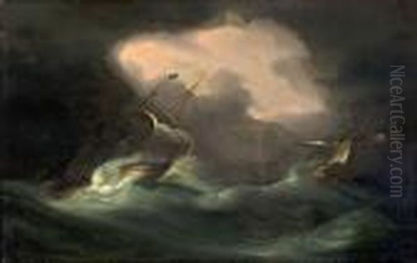 Pirate Ship Caught In A Stormy Sea - view 1
