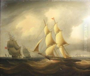 A Two-masted Yachtgoing Across Other Boats