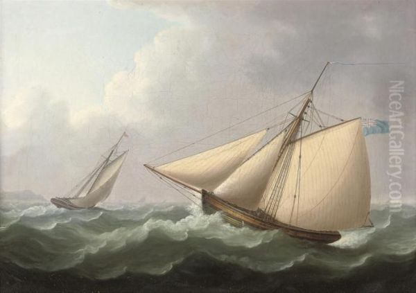 Cutters In Pursuit In A Stiff Breeze Offshore - view 1
