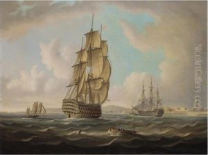 Men-of-war Off Portsmouth Harbour by Thomas Buttersworth