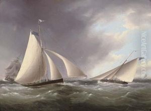 Cutters Racing In The Channel Off The Seven Sisters by Thomas Buttersworth