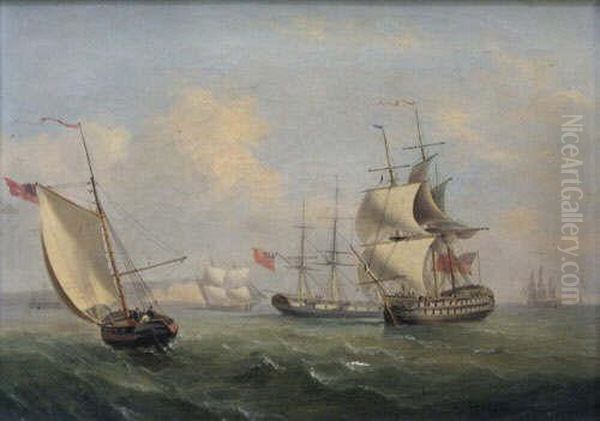 English Man O'war And Other Gunships Assembled In The Channel - view 1