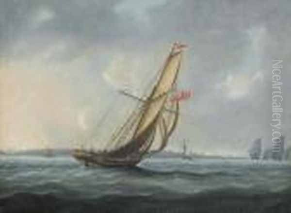 A Squadron Of The Fleet Bearing 
Down The Channel Off The South Coast Of England Towards An On-coming 
Despatch Cutter - view 1