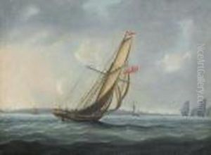 A Squadron Of The Fleet Bearing
Down The Channel Off The South Coast Of England Towards An On-coming
Despatch Cutter by Thomas Buttersworth
