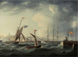 The Arrival Of George Iv In "the
 Royal George" Off Leith Harbour With A Dispatch Lugger In The 
Foreground