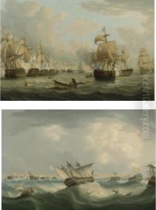 Trafalgar Morning: English 
Men-of-war Attacking The Line And Trafalgar Evening: The French And 
Spanish Fleet Returning To Cadiz Harbour, A Pair Of Works