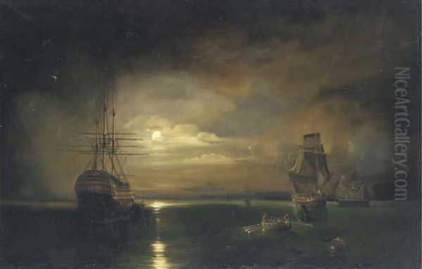 Rowing Ashore At Moonlight - view 1