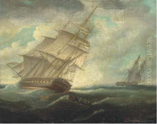 A British Frigate Heeling In The Breeze - view 1