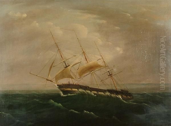 An Armed Merchantman Reefed Down In A Heavy Gale - view 1