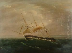 An Armed Merchantman Reefed Down In A Heavy Gale by Thomas Buttersworth