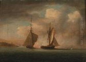 'gibraltar Point - English
Cutter And Spanish Cutter Engaging'; Shipwrecked Sailors Being Rescued by Thomas Buttersworth