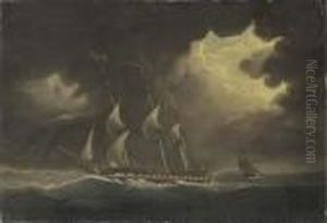 A Frigate In A Gale by Thomas Buttersworth