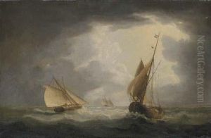 A British Gunboat Chasing Paul Jones by Thomas Buttersworth