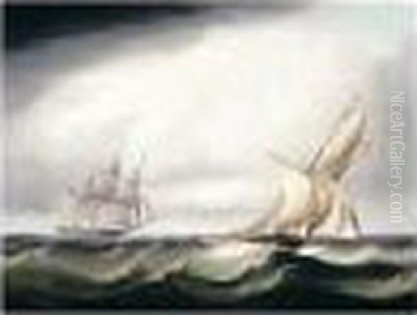 A British Man Of War Pursuing A French Privateer - view 1