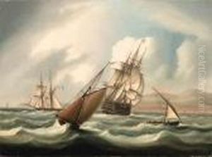 1st Rater And Other Shipping Off The Spanish Coast
Signed 't Buttersworth' (lower Left) by Thomas Buttersworth