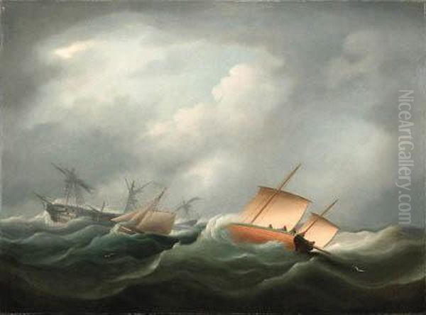 Dismasted In The Bay Of Biscay
Signed With Initials 'tb' (lower Right) - view 1