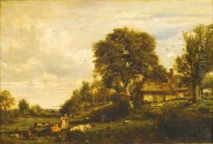 Chaumiere Normande Animee by Nicolas Louis Cabat