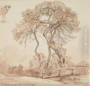 Passerelle Et Arbres Avec Une Etude De Vache, Martigny, 14 Sept 1849 Passerelle Et Arbres Avec Une Etude De Vache, Martigny, 14 Sept 1849