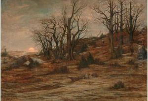 Hiver En Foret De Fontainebleau by Nicolas Louis Cabat