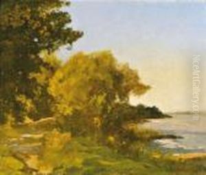 Paysage De Bord De Fleuve by Louis Alexandre Cabie